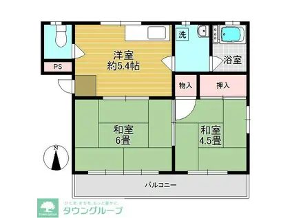 ニューハイツ国井(2DK/2階)の間取り写真