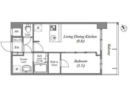 アドバンス名古屋シュテルン(1LDK/14階)の間取り写真
