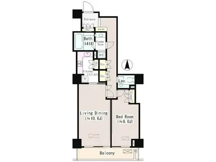 恵比寿ガーデンテラス弐番館(1LDK/7階)の間取り写真