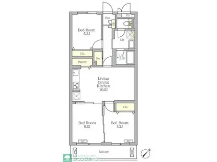 メゾンカルム中落合サウス(3LDK/1階)の間取り写真