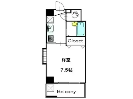 第13花園ビル(1K/8階)の間取り写真
