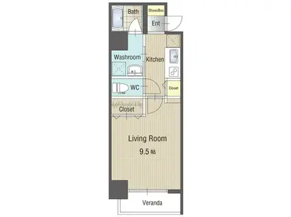 U・TOPIA75(1K/2階)の間取り写真