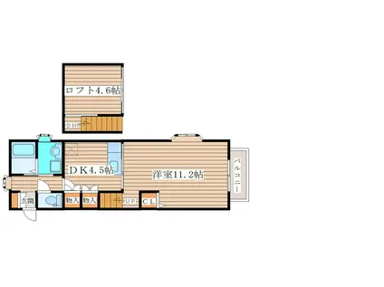 グレオンII(1K/2階)の間取り写真