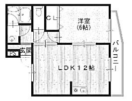 ミスターK北武庫之荘(1LDK/1階)の間取り写真