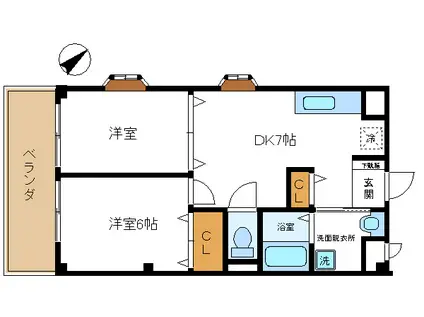 トーシンコーポ梅島(2DK/1階)の間取り写真