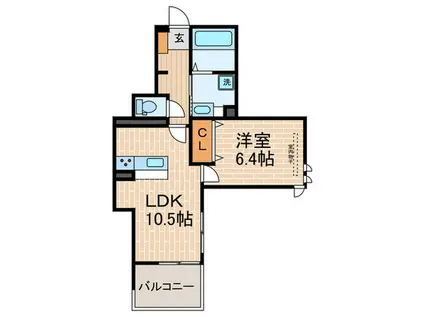 ヴィクトワール 庄(1LDK/3階)の間取り写真