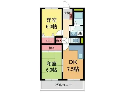 エコーハイツ(2DK/3階)の間取り写真