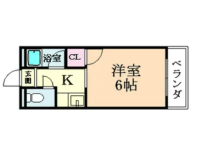 平野ハイツ(1K/1階)の間取り写真