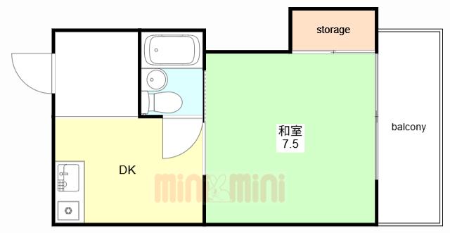 第五カシノハイツ(1K/2階)の間取り写真