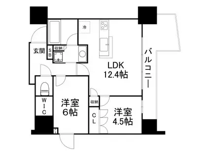 STANDZ四天王寺前夕陽丘(2LDK/15階)の間取り写真