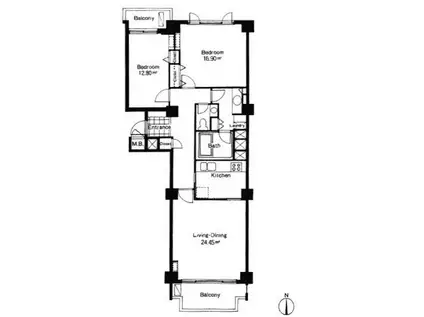 広尾ガーデンヒルズM棟(2LDK/5階)の間取り写真