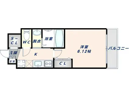 LUXE布施北III(1K/13階)の間取り写真