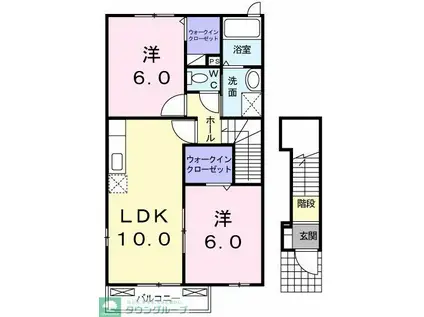 グランデ パードレスA(2LDK/2階)の間取り写真