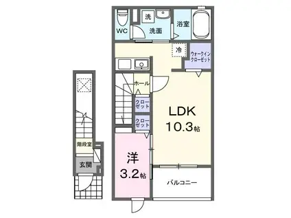 ＪＲ東海道本線 相見駅 徒歩6分 2階建 新築(1LDK/2階)の間取り写真