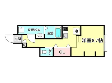 あんしん西宿(ワンルーム/1階)の間取り写真