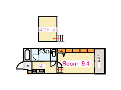 第16平勝ビル(1K/9階)の間取り写真