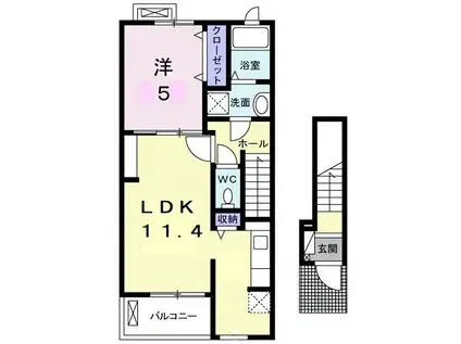 ルーベル上林 A(1LDK/2階)の間取り写真