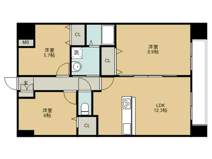 アークデュオ仙台苦竹(3LDK/5階)の間取り写真