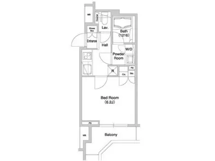 グラマシー横濱関内(1K/2階)の間取り写真