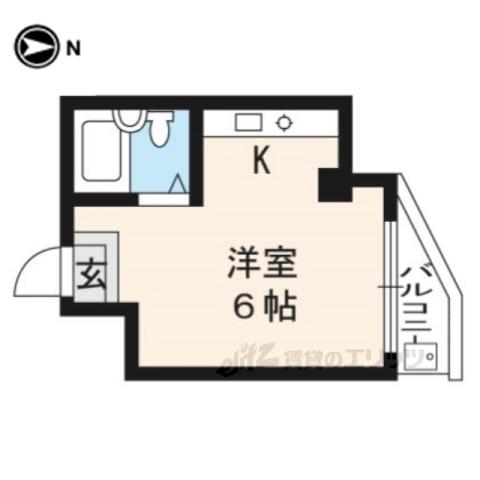 セントラル一乗寺(1K/3階)の間取り写真