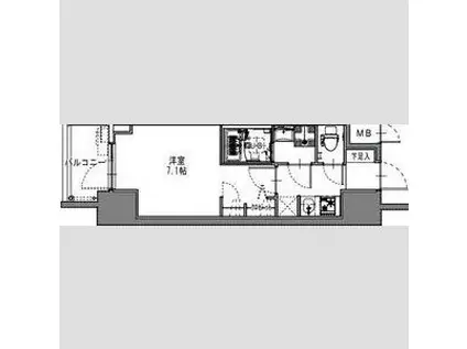S-RESIDENCE阿波座BOUNCY(1K/2階)の間取り写真