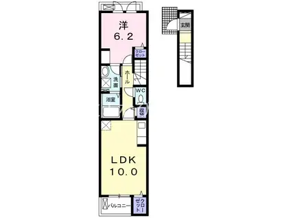 あすなろII(1LDK/2階)の間取り写真