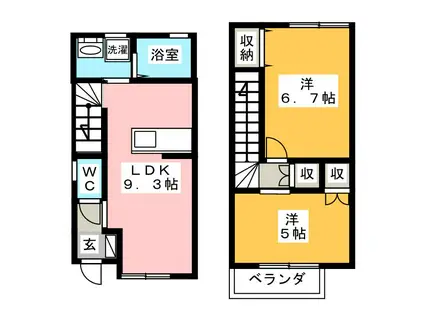 ラッキーロックC(2LDK/1階)の間取り写真