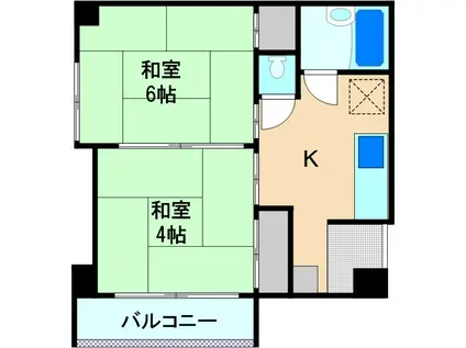 ロックヒルズ10(2K/3階)の間取り写真