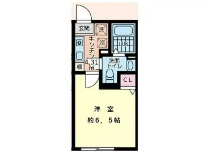 リアフォンテーヌ橋本(1K/2階)の間取り写真