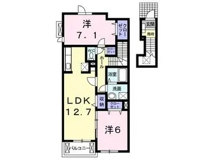 ティンカーベル(2LDK/2階)の間取り写真
