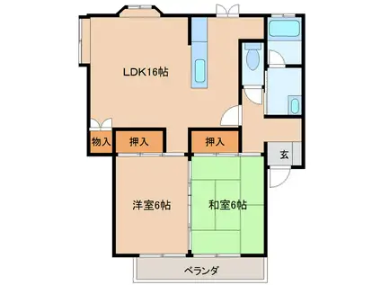 リバーサイド(2LDK/2階)の間取り写真