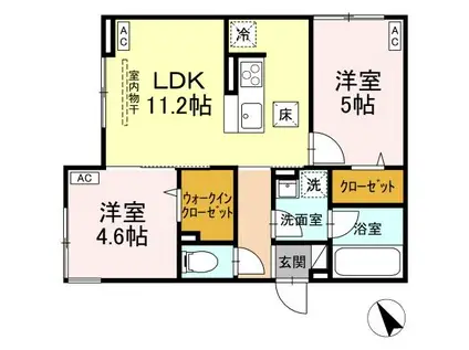 アセット-コート元横山町(2LDK/1階)の間取り写真