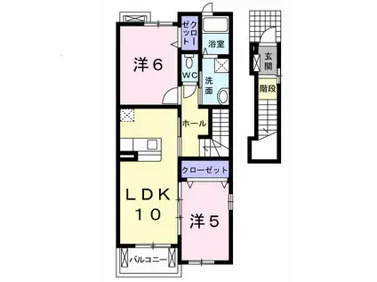 サウス クレストII(2LDK/2階)の間取り写真