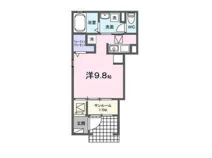 原町区橋本町3丁目アパートI(ワンルーム/1階)の間取り写真