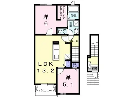 ランドマーク88 B棟(2LDK/2階)の間取り写真