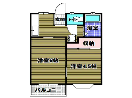 コーポラスしずII(2K/1階)の間取り写真