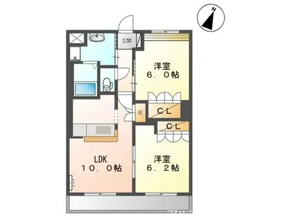 サンタプレイス弐番館(2LDK/2階)の間取り写真