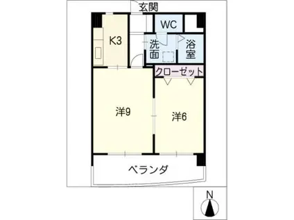 MUSSE DE山王(2K/2階)の間取り写真