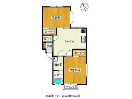 サンパーセル(2DK/1階)の間取り写真