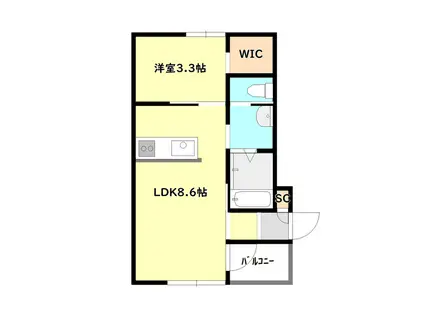 ENAM南笹口(1LDK/1階)の間取り写真