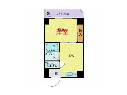 ビューライド川崎(1DK/10階)の間取り写真