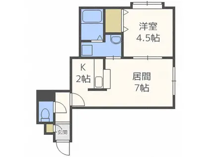プランドールハイツ(1LDK/2階)の間取り写真