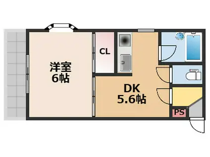 プラザダイエー草津(1DK/2階)の間取り写真