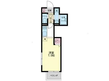 シャインヒルズ(ワンルーム/3階)の間取り写真