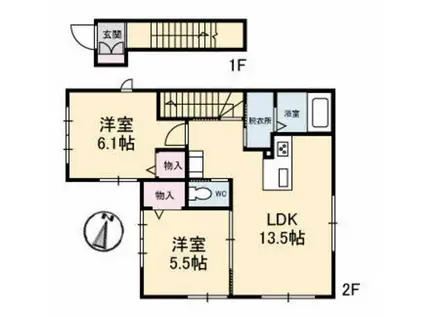 PRONUBE東雲(2LDK/2階)の間取り写真