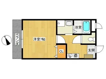 シャローブリーズ(1K/3階)の間取り写真