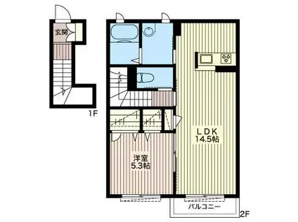 カナル グランデB(1LDK/2階)の間取り写真