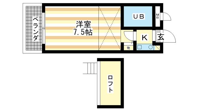 シティパレス郡山P-1-B(1K/1階)の間取り写真