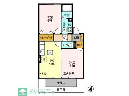 フレシールB(2DK/1階)の間取り写真