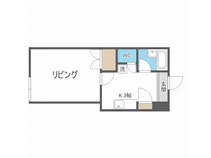 ベルメゾン北22条(1K/2階)の間取り写真